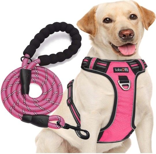 No Pull Dog Harness Heavy Duty 5ft Dog Leash XL (Neck: 21.5-33" Chest: 30-39.5")