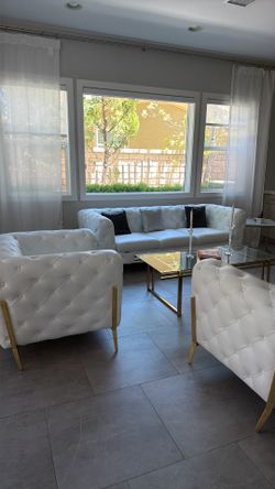 Divani Talia Modern sofa- White and Gold