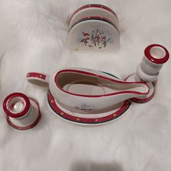 5 Piece Stoneware Great For CHRISTMAS 