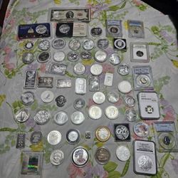 73 Oz .999 Fine Silver Collectible Coins 2-$1 Gold Backs And 3-1/2 $ Gold Backs Not In Pic 