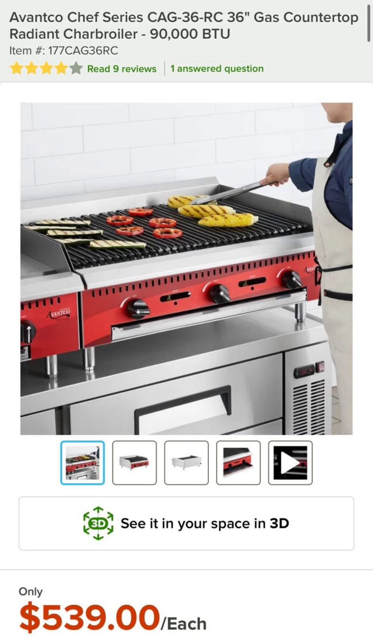 Avantco commercial 36” Gas grill
