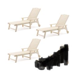 3X Sand Color HDPS Adjustable Lounge Chairs 