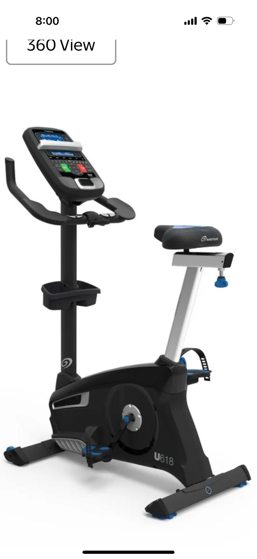Nautilus U618 Upright Exercise Bike with Bluetooth Connectivity and 25 Levels of Resistance  
