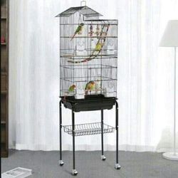 Rolling Metal Bird Cage with stand (New in Box). LOCAL PICKUP ONLY, NO SHIPPING!