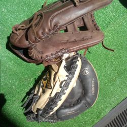 LEFTY CATCHERS MIZUNO 32.5 & size 13 FIELDERS WILSON!only 80 Each! Can Be Used Softball Baseball