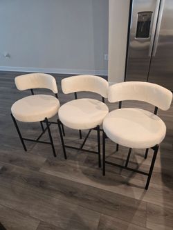 Brand new Bar Stools (3 white with black hardware)