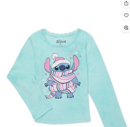 Disney Stitch Full of Joy Girls Long Sleeve Glitter  Size L