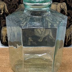 vintage SVE Italian green glass hexagon Beverage Dispenser 