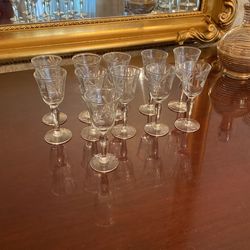 Set Of 11 Crystal Sherry Glasses