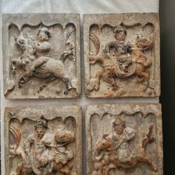 Chinese Tang Dynasty  (618CE –907 CE) Polo Player Stone Tile carved in high-relief.