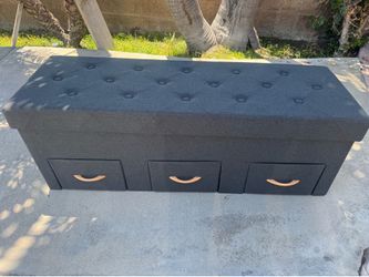 47-Inch 2-Tier Foldable Storage Bench/Ottoman with Drawers and Padded Seat,Suitable for Bedroom (Foot of Bed) or Living Room, Grey (47" L x 16" H x 16