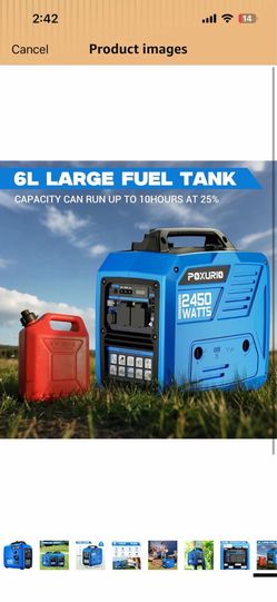 Used -2450-Watt Inverter Generator for Home Use, 1.6Gallon Large Fuel Tank Up to 8.3 Hours Use, 120V Gas Powered Generator Super Quiet - EPA Compliant