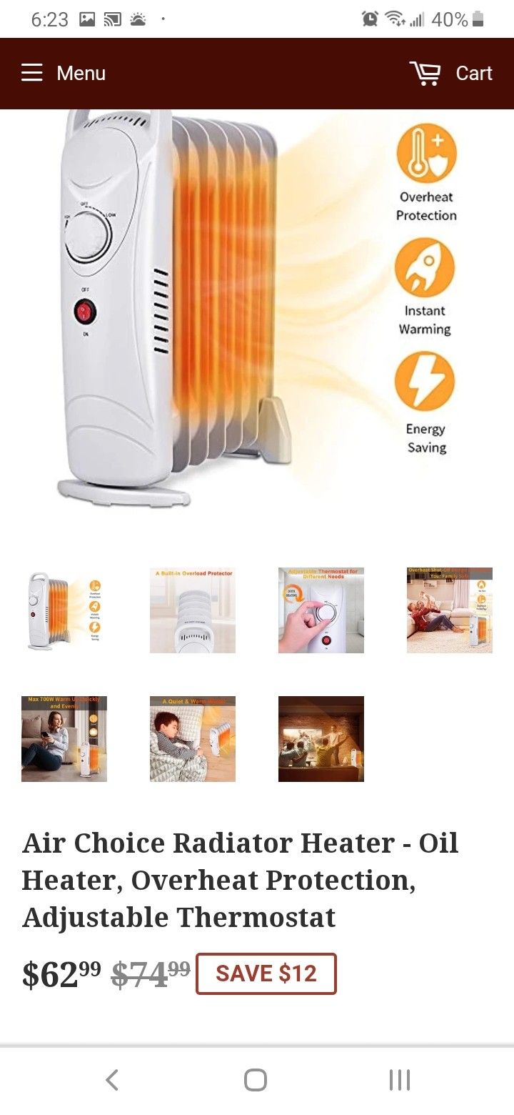 Air choice oil filled radiator heater for Sale in Greenwood, IN - OfferUp