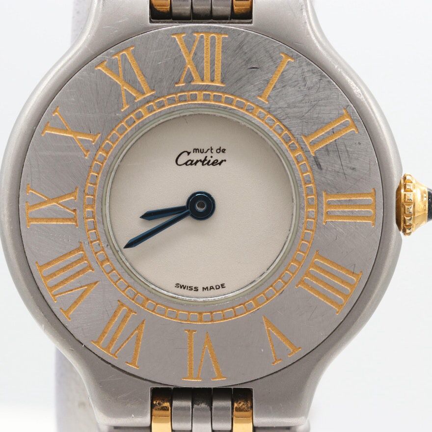 Women Cartier 18K Yellow and Stainless Steel Wristwatch