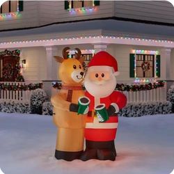 GIANT 8' Animated Santa Claus Cheers Inflatable Holiday Decor For Christmas