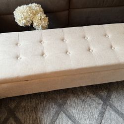 HULALA HOME Alina Modern Upholstered Flip Top Storage Bench with Metal Legs