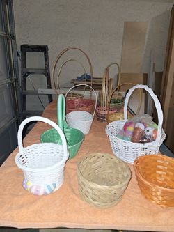 Easter eggs hunting basket