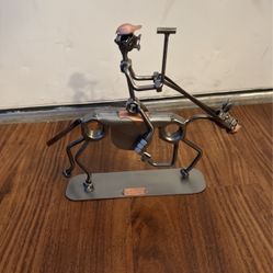 Polo Player Sculpture Nuts and Bolts Handmade Ornaments Made in Germany Metal Figurine