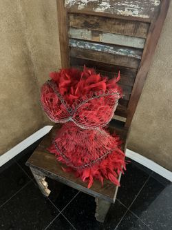 Wire Corset Frame With Red Boa