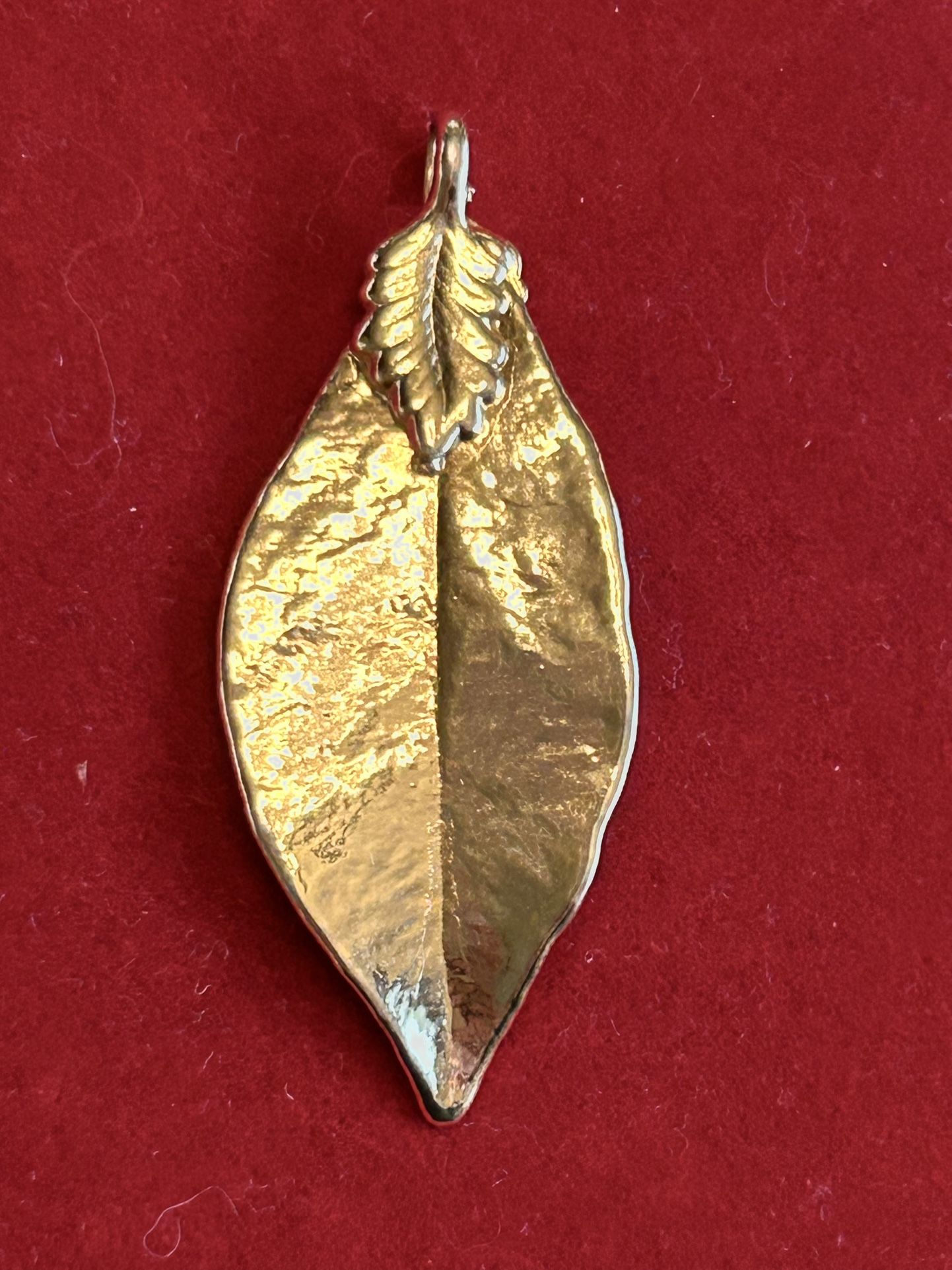 Vintage Maile Leaf Pendant Gold Dipped , Hawaiian.