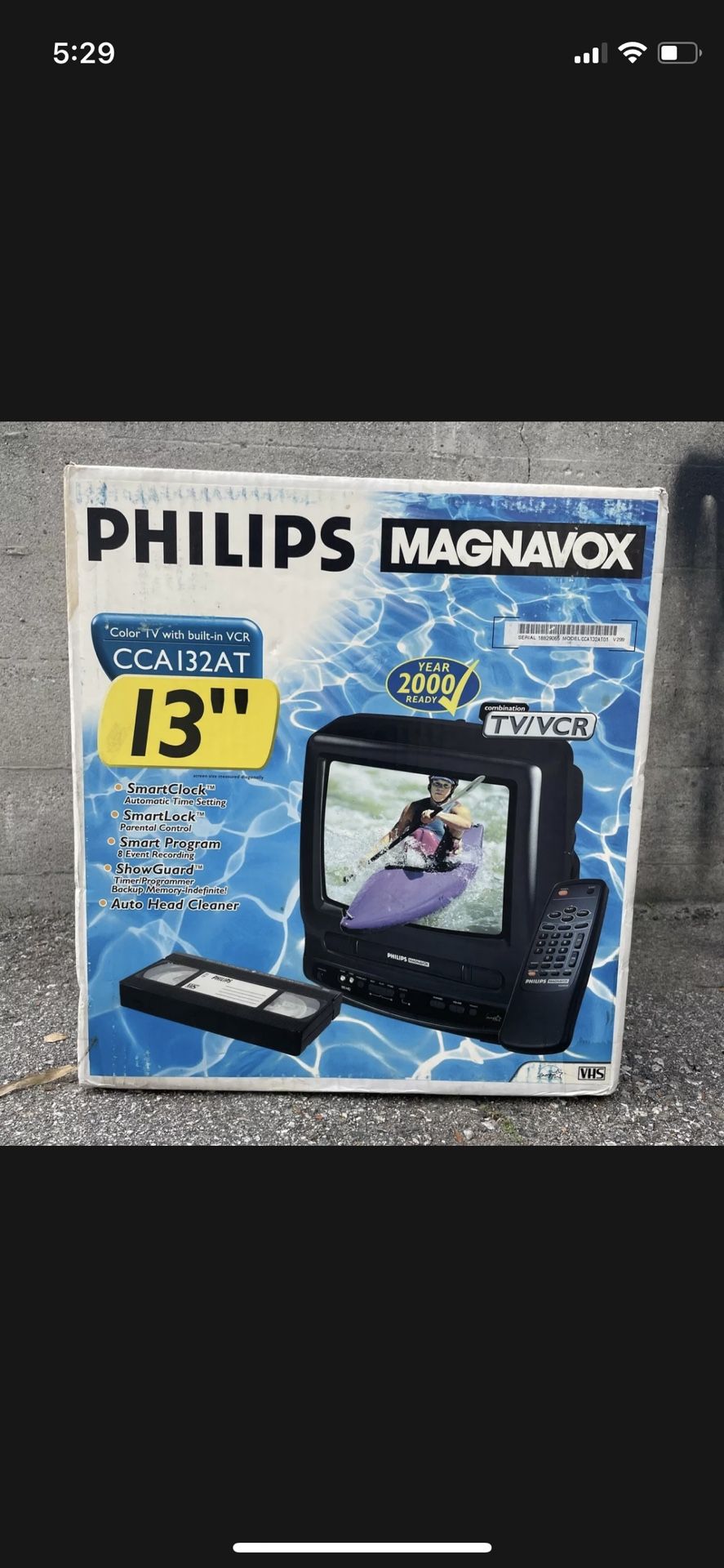 Vintage PHILIPS Magnavox 13” TV/VCR Combo Television Gaming TV