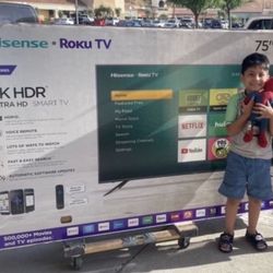 75” Hisense Smart 4k Roku Led Tv 