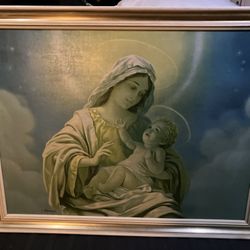 ITS AVAILABLE!! Don’t Ask…Vintage Madonna and Child Signed Original Framed Painting Oil Religious 6 / 61