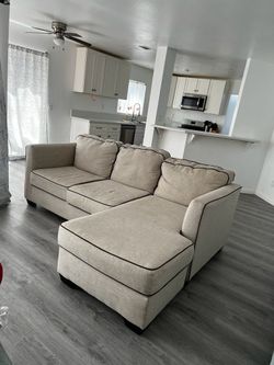 Beige Sectional Sofa with Chaise