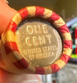 Full roll of wheat pennies with Steel Penny end coin