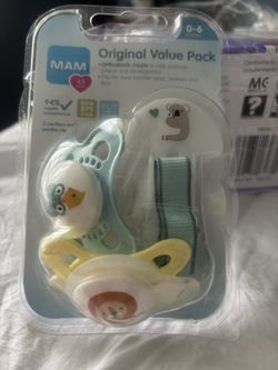 MAM 2 Pacifiers And 1 Pacifier Clip 0-6 Months Newborns/Baby