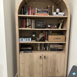 Arched Storage Cabinet Bookshelf Light Oak