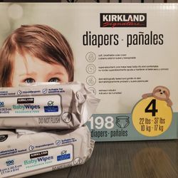 198 Ct Size 4 DIAPERS + 2Big Packs Wipes $45 Firm