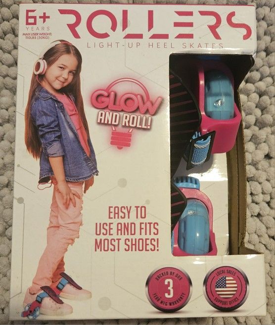 Kids Girls Roller Light-Up Heel Skates