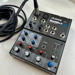 Alesis MultiMix 4 USB Mixer with XLR Cables (1 Long + 1 Short Bonus)