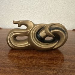 Vintage Boho MCM Ceramic Gold Snake Decor