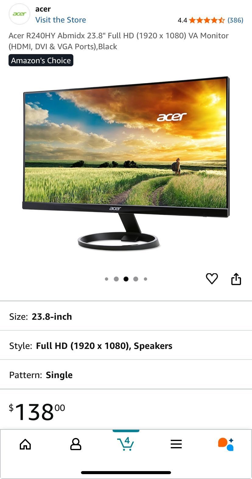 Acer R240HY Abmidx 23.8"