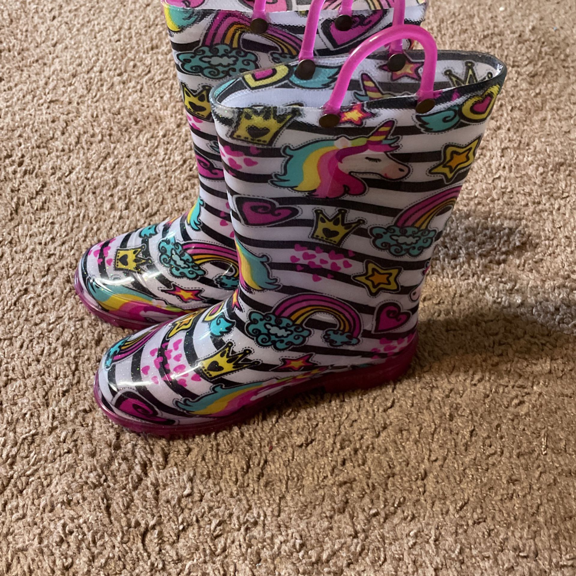 Girls Unicorn Rain Boots Multicolor Kids Size 13-1
