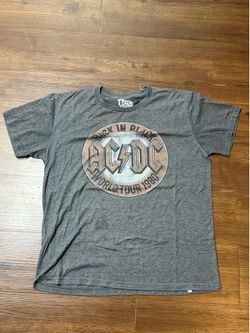 AC/DC Back In Black Tour Tee Gray Rock Band Grunge Y2K Streetwear LG