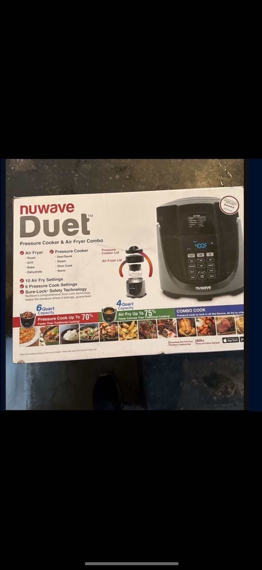 NEW NuWave Duet Digital 6 qt Pressure Cooker W 4 Quart Air Fryer Combo