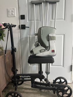 Injury scooter, and crutches + boot