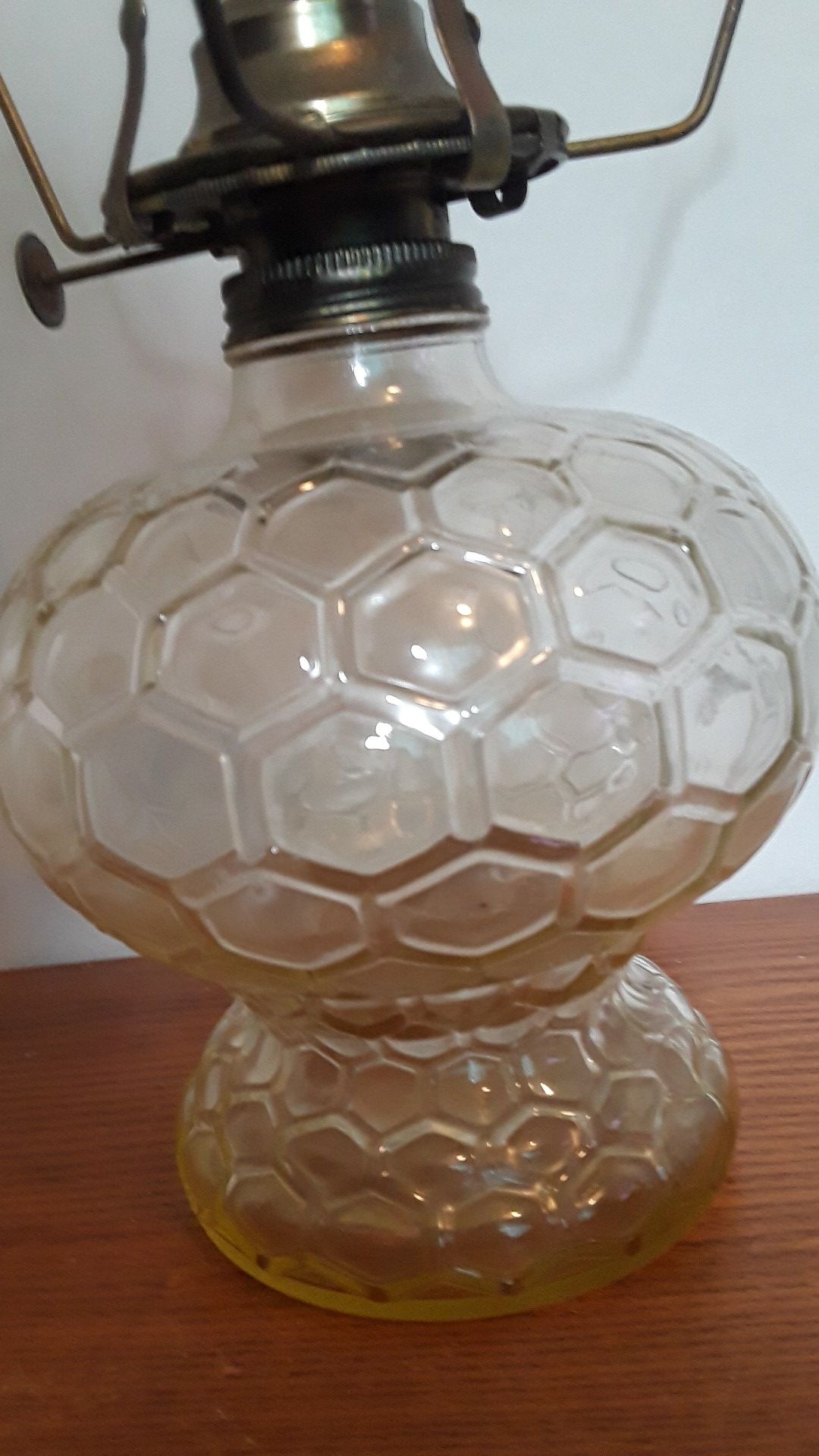 Antique Vintage Uranium Glass Oil Lamp