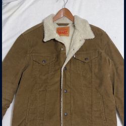 Levi Brown Sherpa Jacket Men Size L
