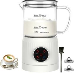 4-in-1 Milk Frother, Electric Milk Frother and Steamer with LED Touch Screen, Ceramic Lining Bottom, Milk Warmer 13.52oz for Lattes, Cappuccinos, and 