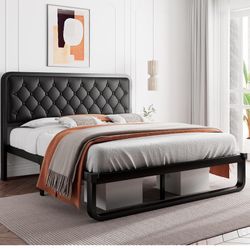 Full Size Platform Bed Frame And Free Mattress With Cover 