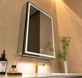 Questions and Answers for 20 in. W x 28 in. H LED Lighted Large Rectangular Silver Wall Mount Medicine Cabinet with Mirror=Pal-934