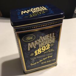 Vintage 100 Year Anniversary Maxwell House 1892 Slow Roasted Coffee Metal Tin