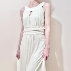 Formal White Sparkly A-Line Maxi Dress Size 10P