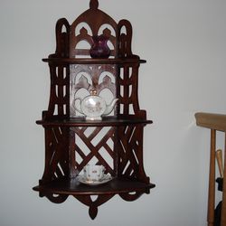 Vintage Victorian Style Wood 3 Tier Wall Shelf
