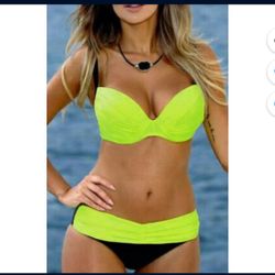 Sexy Swimsuits Set Yellow High Waisted Swimwear