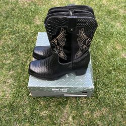 RideTec Leather Biker Boots Flying Eagle Boots 8547 Black Size 9.5
